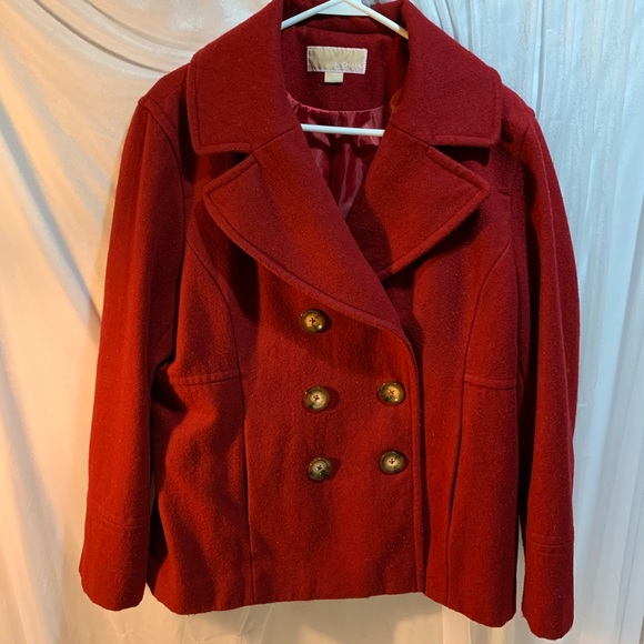 Michael Kors Jackets & Blazers - Michael Kors Wool Blend Red Pea Coat XL